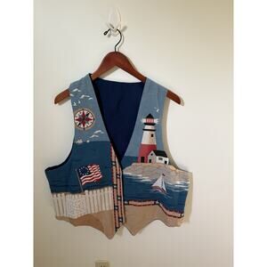 Homemade Lighthouse Beach Womens Vest Size 1X 4th Of July Sleeveless